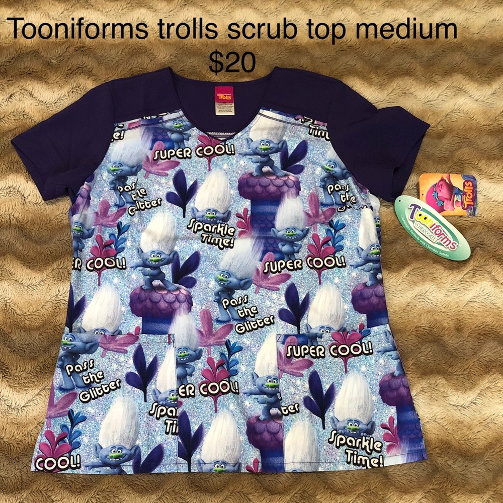Tooniforms Trolls (sparkle time) scrub top